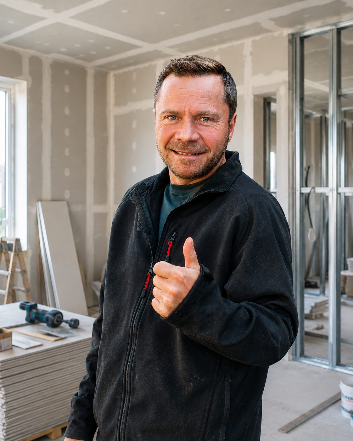 Jörg Neuber, Meister und Ansprechpartner bei Trockenbau Neuber, auf der Baustelle